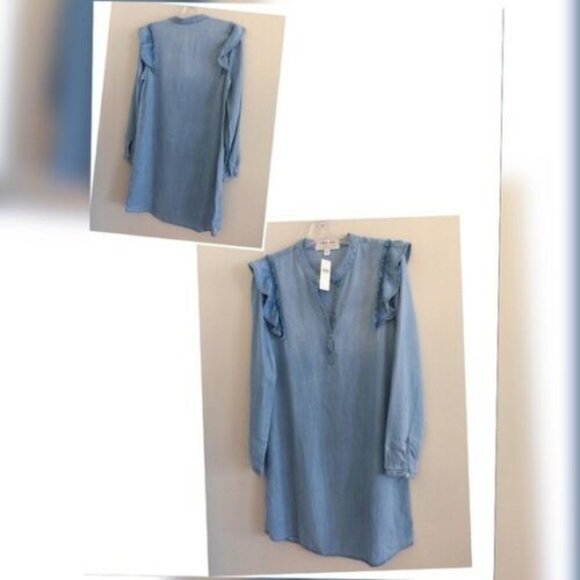 new Anthropologie Cloth & Stone Ruffled Shirtdress - Picture 5 of 5